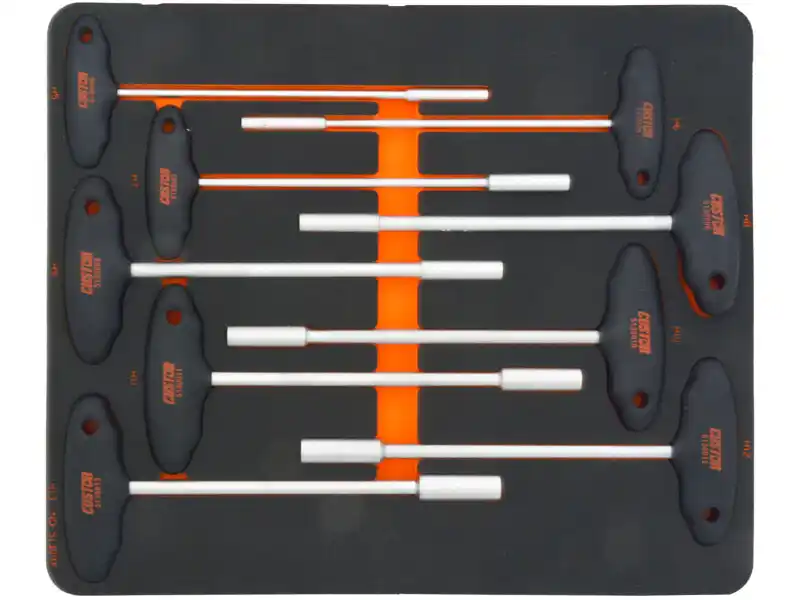 Juego de llaves para tuercas hexagonales con mango en T de 9 piezas
