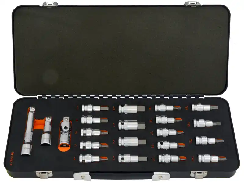 21PCS - 1/2" DR. SOCKET BIT SET W/ METAL BOX