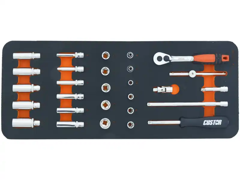 28PCS - 1/4" DR. SOCKET & RATCHET HANDLE SET