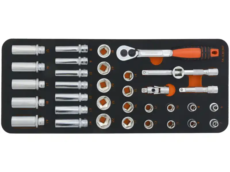 34PCS - 3/8" DR. SOCKET & RATCHET HANDLE SET