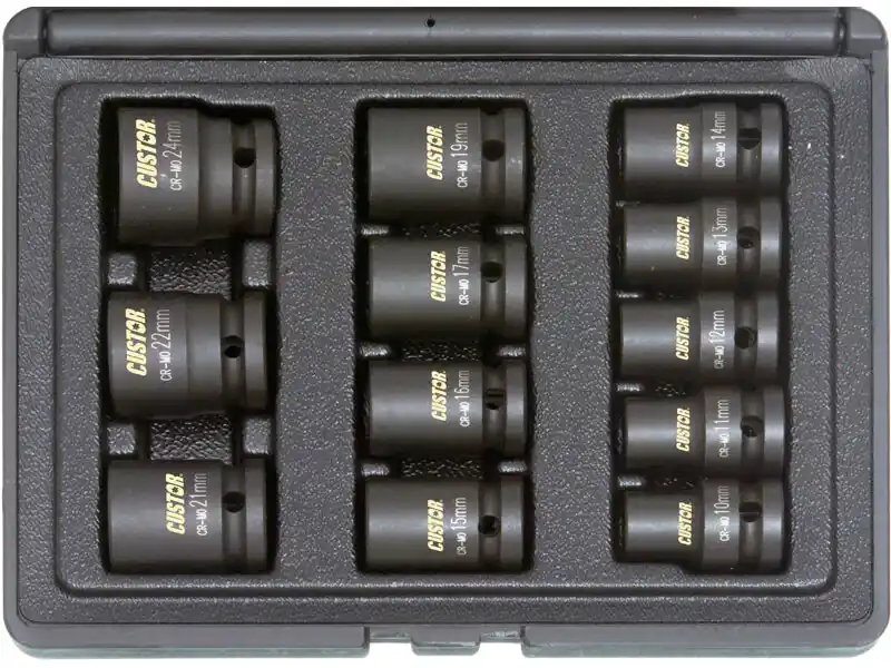 12PCS - 1/2" DR. IMPACT SOCKET SET - 6pt.